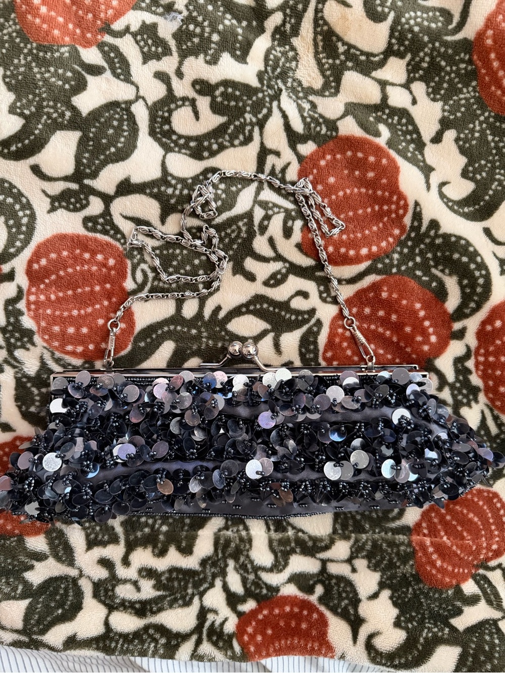 Source Unknown Black Sequin Chain-Handle Evening Clutch